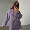 Purple Classy Oversize Herringbone Coat - Boutique Des Femmes