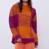 Purple Orange Crew Neck Knitted Sweater