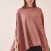 Rose Oversize Sweater Side-Slit Poncho - Boutique Des Femmes