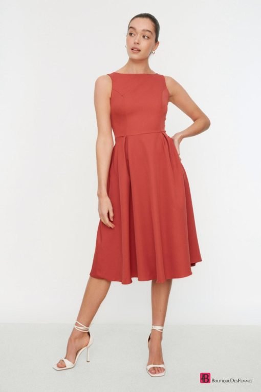 Rose Drop Waist Pleated Dress - Boutique Des Femmes