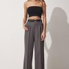 Smoked Wide Leg Masculine Woven Trousers