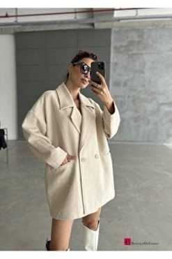 Stone Classy Oversize Herringbone Coat - Boutique Des Femmes