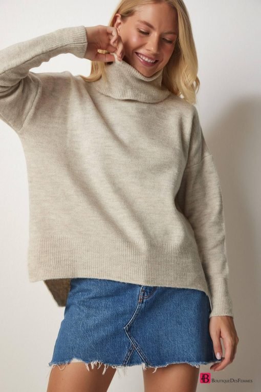 Stone Turtleneck Knitwear Sweater - Boutique Des Femmes