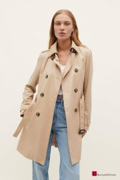 Stradivarius Beige Short Trench Coat - Boutique Des Femmes