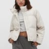 Stradivarius White Leather Inflatable Jacket - Boutique Des Femmes