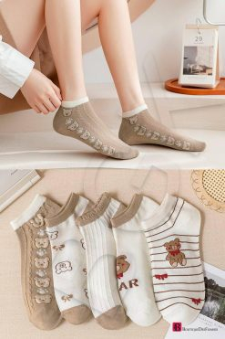 Teddy 5 Ankle Socks Set - Boutique Des Femmes