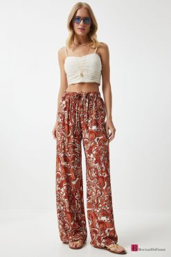 Tile Palazzo Viscose Pants - Boutique Des Femmes