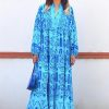 Turquoise Cotton Long Dress - Boutique Des Femmes