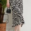 Zebra Viscose Satin Leopard Skirt - Boutique Des Femmes