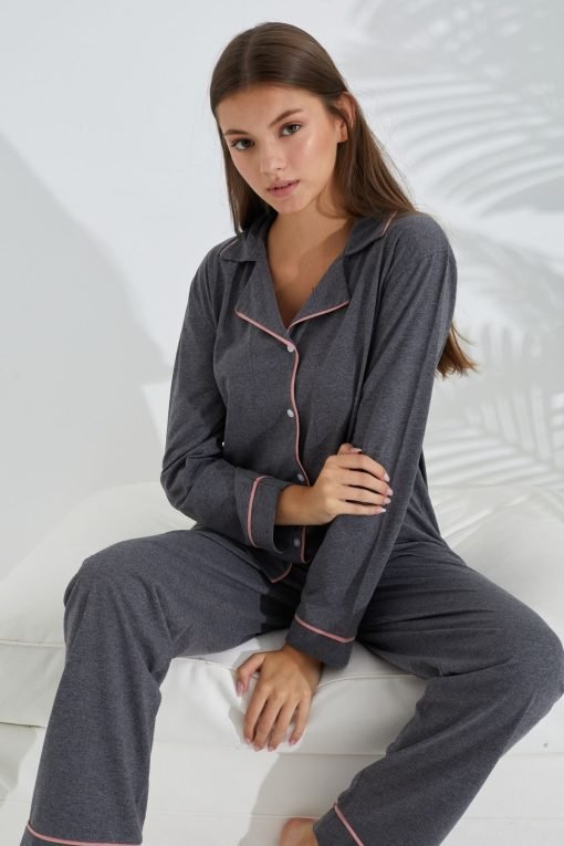 Anthracite Salmon Cotton Pajama