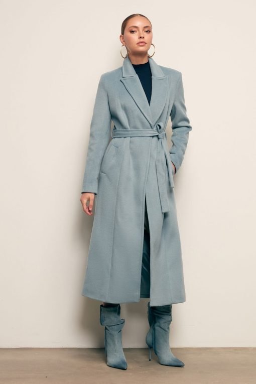 Baby Blue Belted Casual Coat