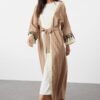 Beige Accessory Woven Abaya