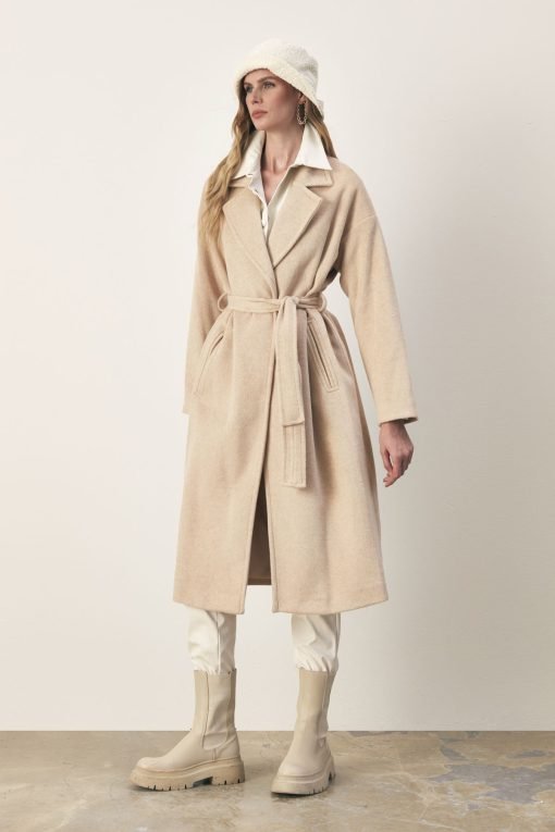 Beige Belted Casual Coat