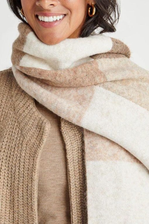 Beige Wool Double Sided Scarf