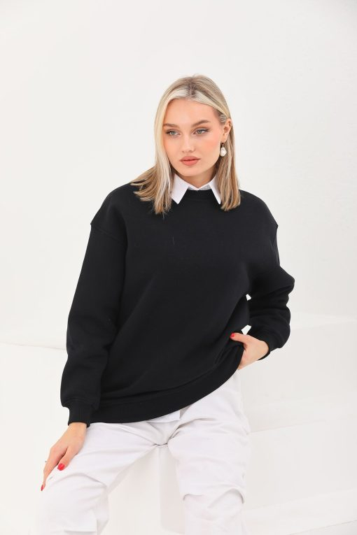 Black Crew Neck Oversize Sweatshirt