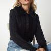 Black Fur Collar Knitwear Cardigan - Boutique Des Femmes