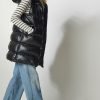 Black Hooded Long Puffer Vest