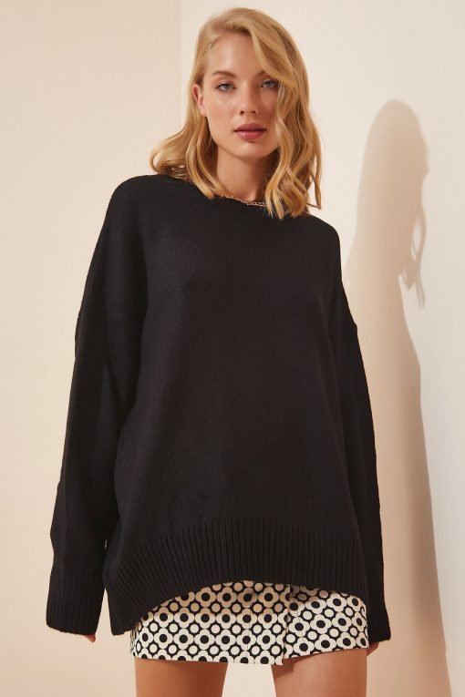 Black Oversize Knitwear Sweater