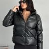 Black Oversize Puffer Leather Jacket