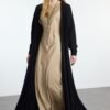 Black Pleated Woven Abaya