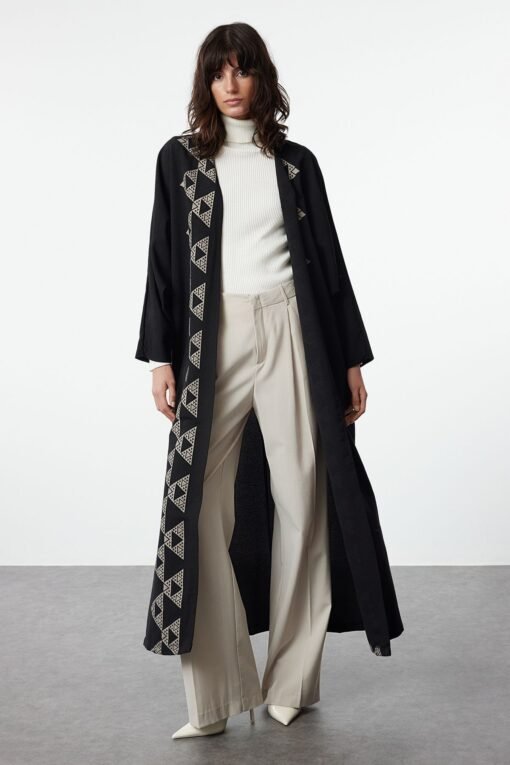 Black Printed Woven Abaya