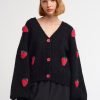 Black Strawberry Balloon Cardigan