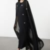 Black Woven Stone Embroidered Cape