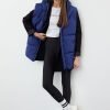 Blue Oversize Hooded Puffer Vest