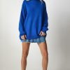 Blue Turtleneck Oversize Sweater