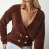 Brown Bearded Knitwear Cardigan - Boutique Des Femmes