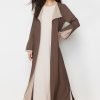 Brown Long Woven Abaya