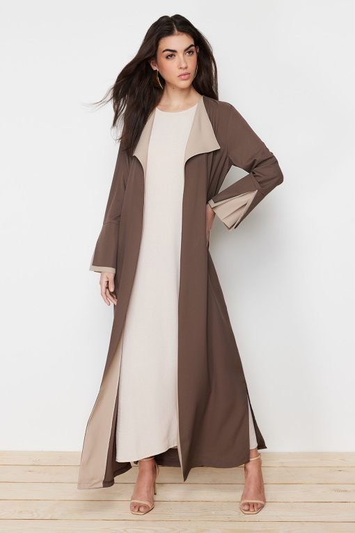 Brown Long Woven Abaya