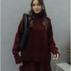 Burgundy Pleated Skirt Sweater Set