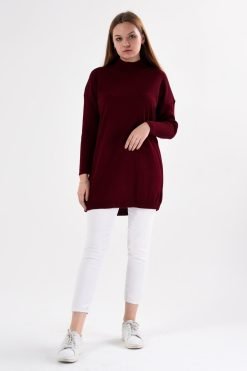 Claret Red Knitwear Tunic Sweater