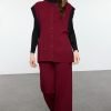 Claret Red Vest Pants Knitwear Set