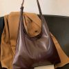 Coffee Faux Leather Shoulder Bag