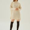 Cream Slit Detail Tunic Dress