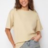 Dark Beige 100% Cotton Boyfriend T-Shirt - Boutique Des Femmes