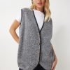 Dark Grey Buttoned Knit Vest