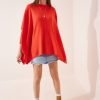 Dark Orange Oversize Poncho Sweater