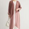 Dusty Rose Block Long Woven Abaya