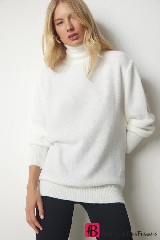 Ecru Turtleneck Knitwear Sweater - Boutique Des Femmes