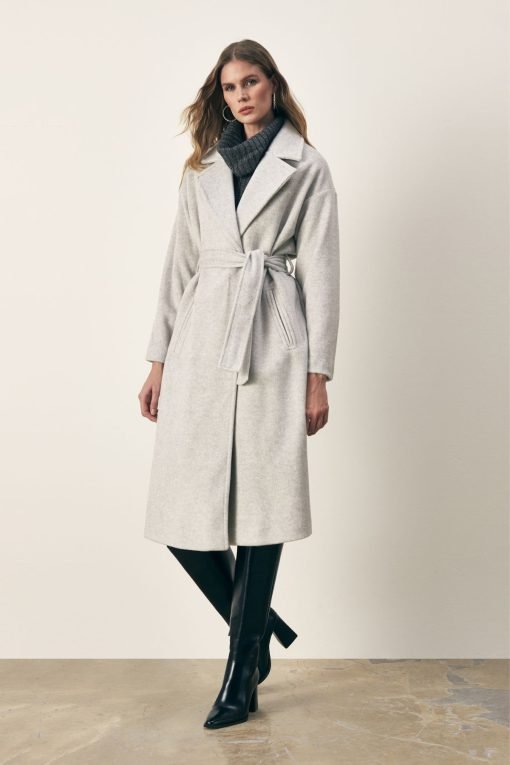 Gray Belted Casual Coat