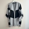 Gray Black Textured Knitwear Cardigan