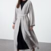 Gray Stone Strip Woven Abaya