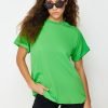 Green 100% Cotton Boyfriend T-Shirt - Boutique Des Femmes