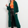 Green Balloon Sleeve Long Cardigan