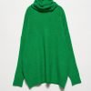 Green Turtleneck Wide Sweater