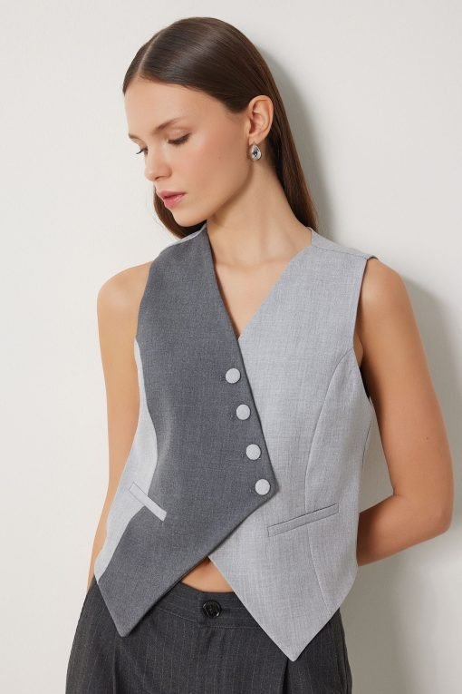 Grey Anthracite Contrast Vest