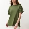 Khaki 100% Cotton Boyfriend T-Shirt - Boutique Des Femmes